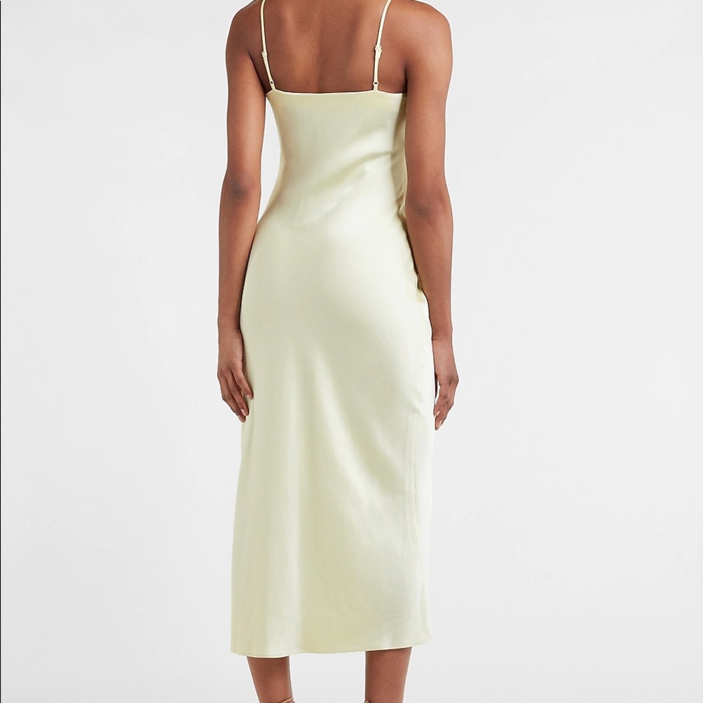 Express Satin Slip Dress in Pale Yellow - Picture 3 of 5